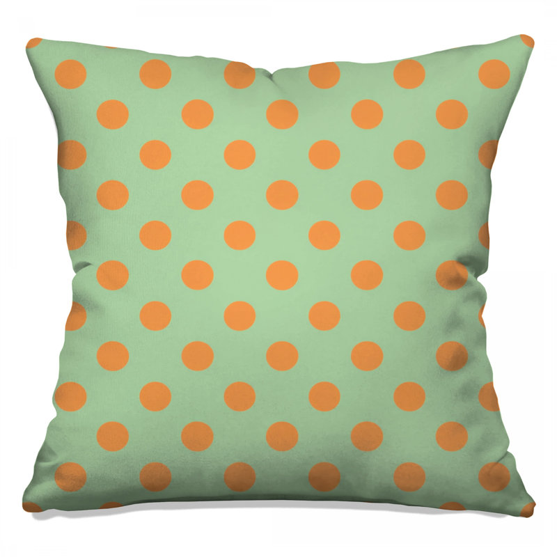 Orange Polka Dots Double Sided Throw Pillows, 16 x 16 inches