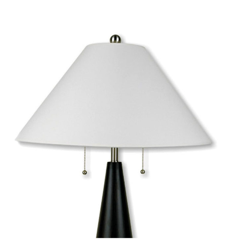 Lampe de table 28 po en métal avec finition noire, abat-jour en lin blanc