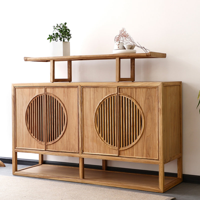 Retro Large-Capacity Sideboard, Burlywood, 43.31" H x 59.06" W x 13.78" D