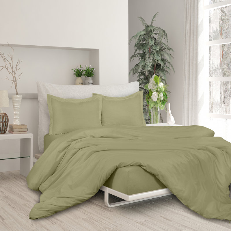 Literie , Housse de couette pour grand lit + 2 taies d'oreil, Vert