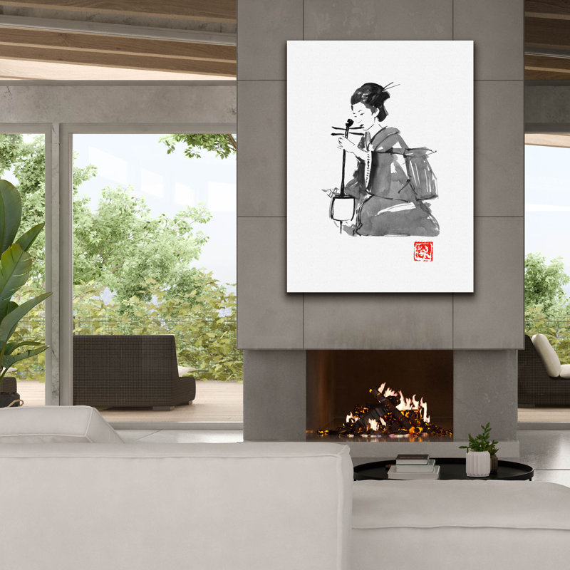 «Play Geisha» par Pechane, art mural sur toile, H 54 po x l 40 po
