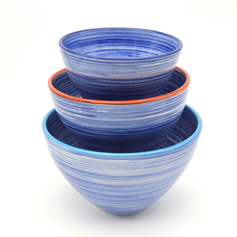 Ensemble de 3 bols empilables Raia, Bleu / bleu pâle