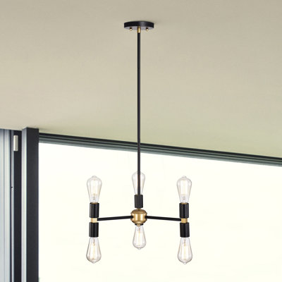 Bazel 6 - Light Dimmable Sputnik Modern Linear Chandelier