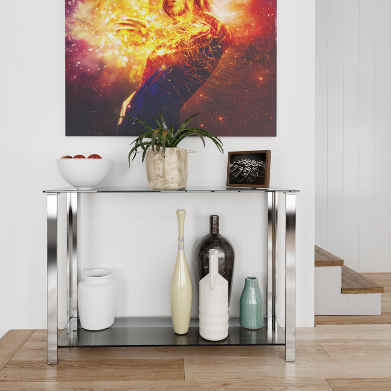 Schwenzer 43.25 " W Glass Top Console Table