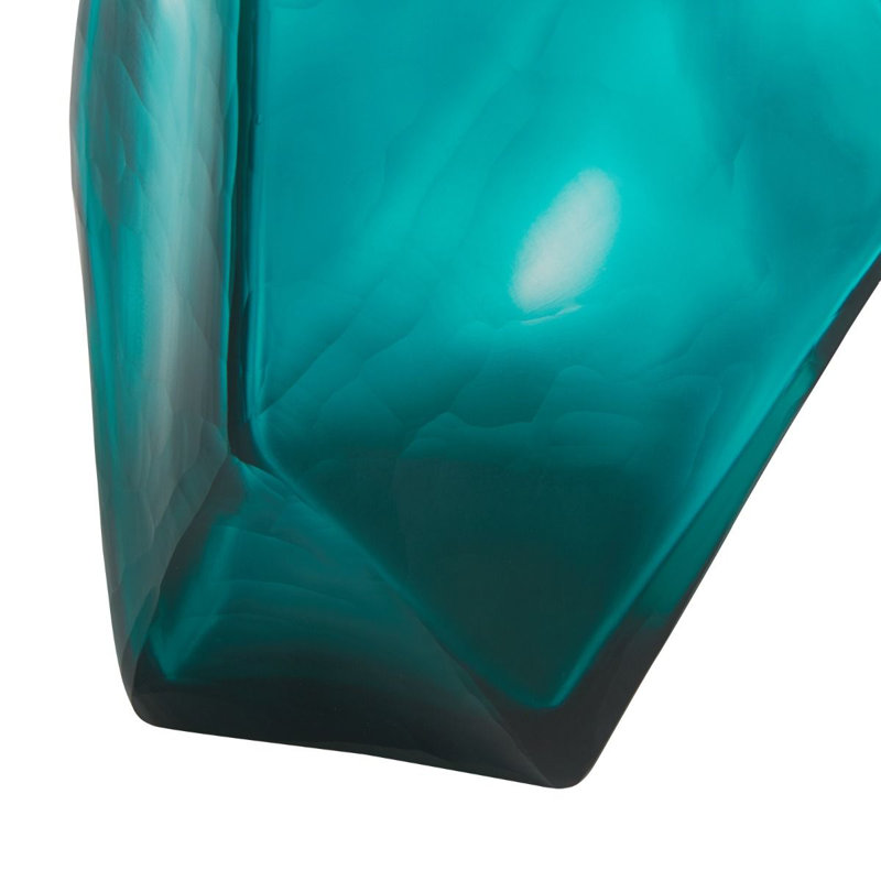 Asscher Handmade Glass Table Vase, Peacock