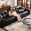 Canapé modulaire noir en similicuir-1465682886