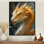 Reproduction d'art jaune et blanc avec griffes dorées et dragon