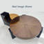 Ensemble de 2 tables basses gigognes modernes en noyer avec base en bois noir