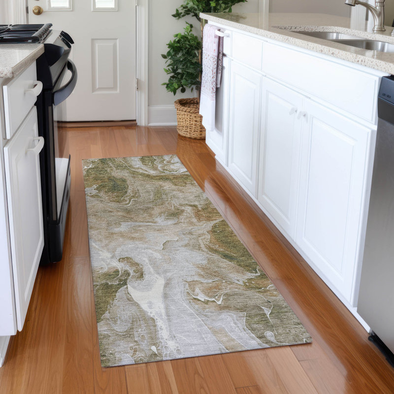Tapis abstrait Premium lavable à la machine Mehara AMF1687, Tapis de couloir 2 pi 3 po x 7 pi 6 po