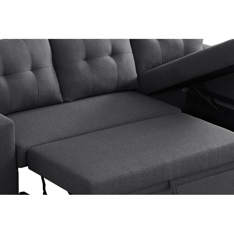Canapé modulaire rembourré avec méridienne, Gris foncé