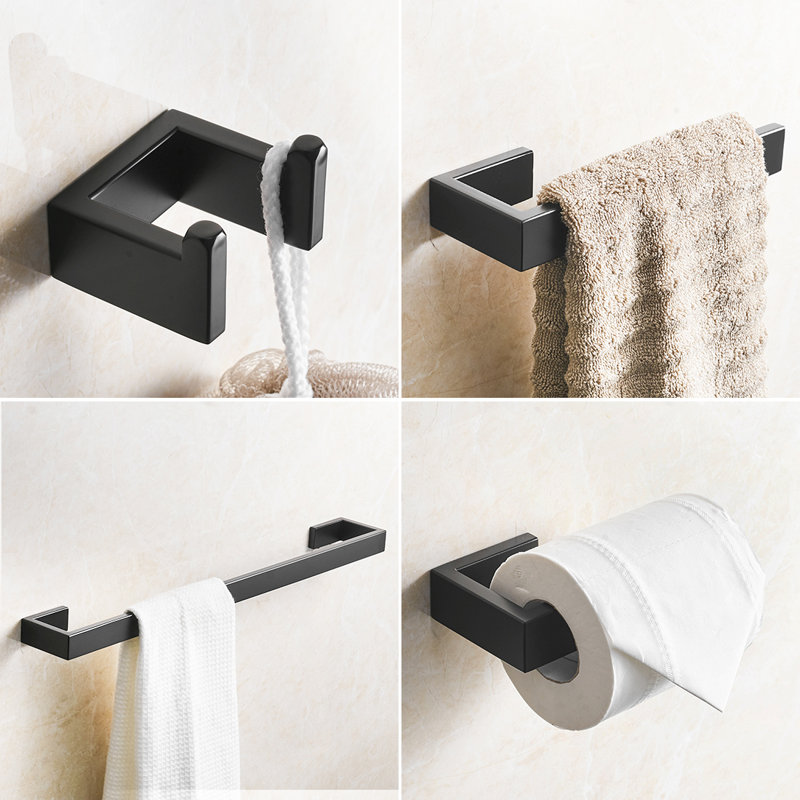 4 - Piece Bathroom Hardware Set, Black