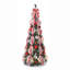 Sapin de Noël artificiel pliable pré-illuminé de 1,80 m avec 200 lumières DEL blanc chaud et décorations rouges et argentées