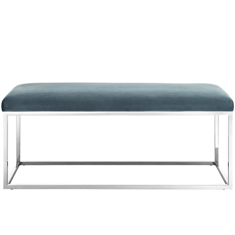 Teal Velvet Bedroom Bench with Gold Base