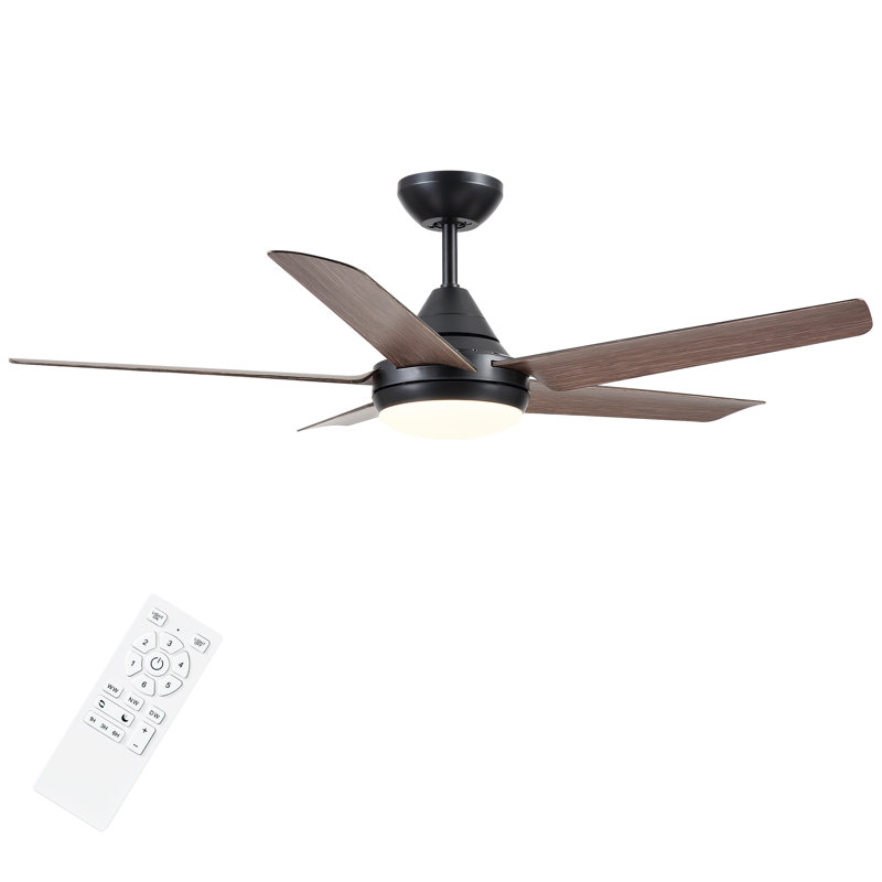 Modern 48''/56'' 5-Blade LED Standard Indoor Ceiling Fan with Remote Control and Light Kit Included, 48"