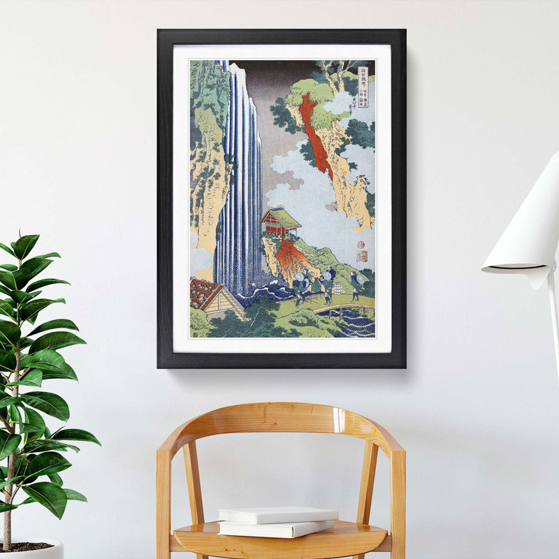 The Waterfall in Ono on the Kisokai Road by Katsushika Hokusai - Picture Frame Painting Print, 65cm H x 48cm W x 2cm D