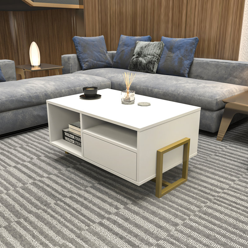 Medon 90cm W Coffee Table, White Top/White Cabinet