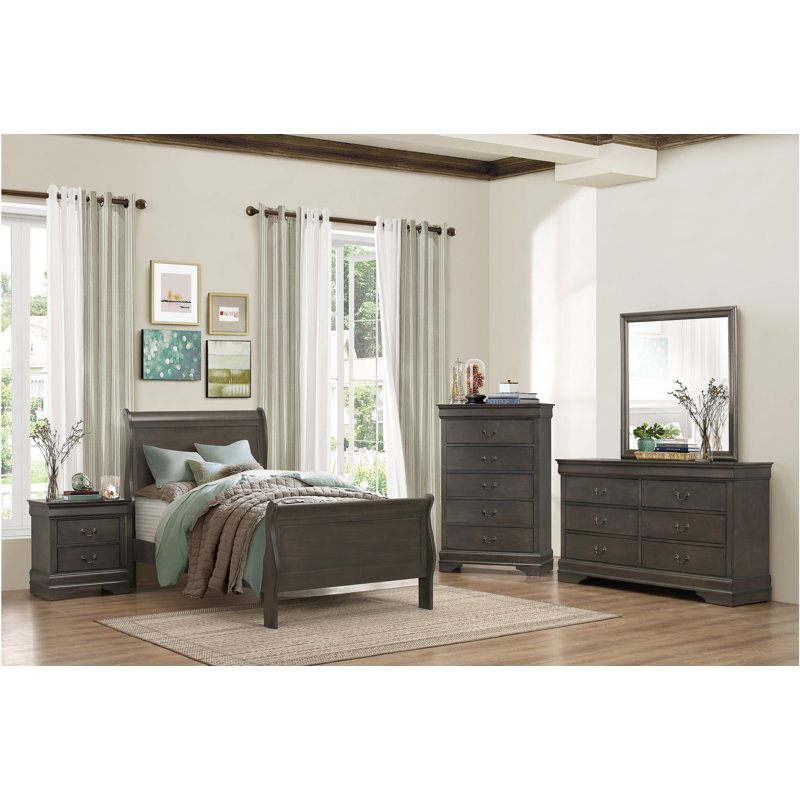 Brummett Piece Bedroom Set, Queen, Grey, 3 Pcs: Bed, 2 Nightstands