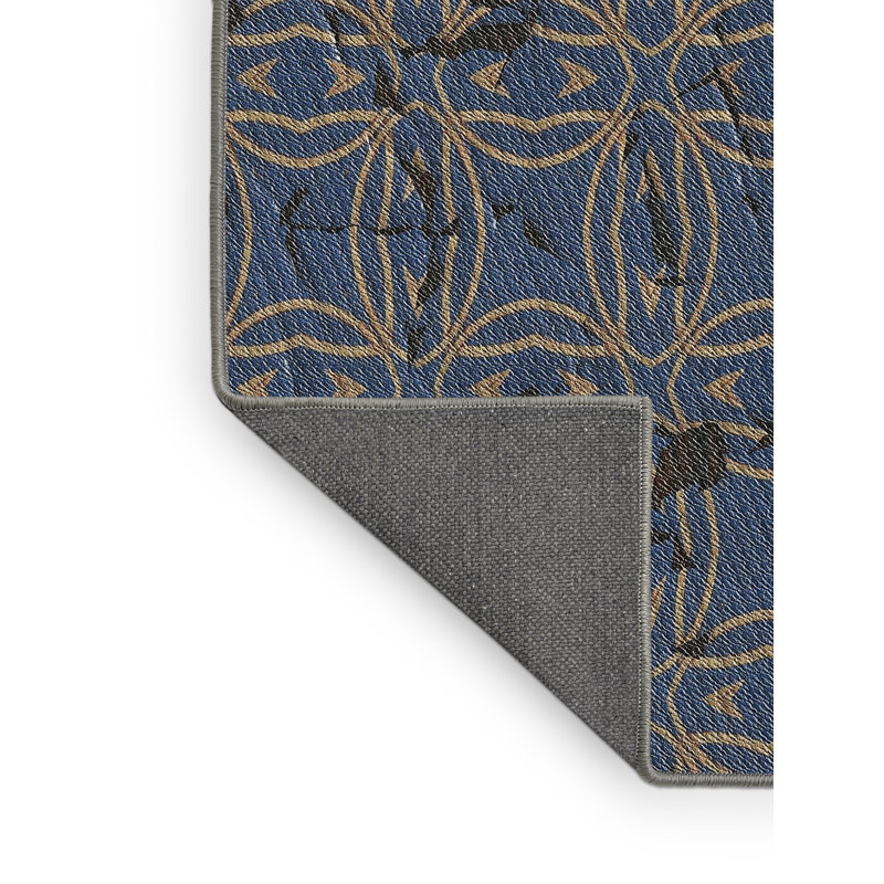 Tapis bleu/gris à motifs Drumcullen, Rectangle 7 pi x 9 pi