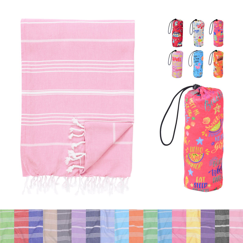 Light Pink Oversized Turkish Cotton Beach Towel, Pink