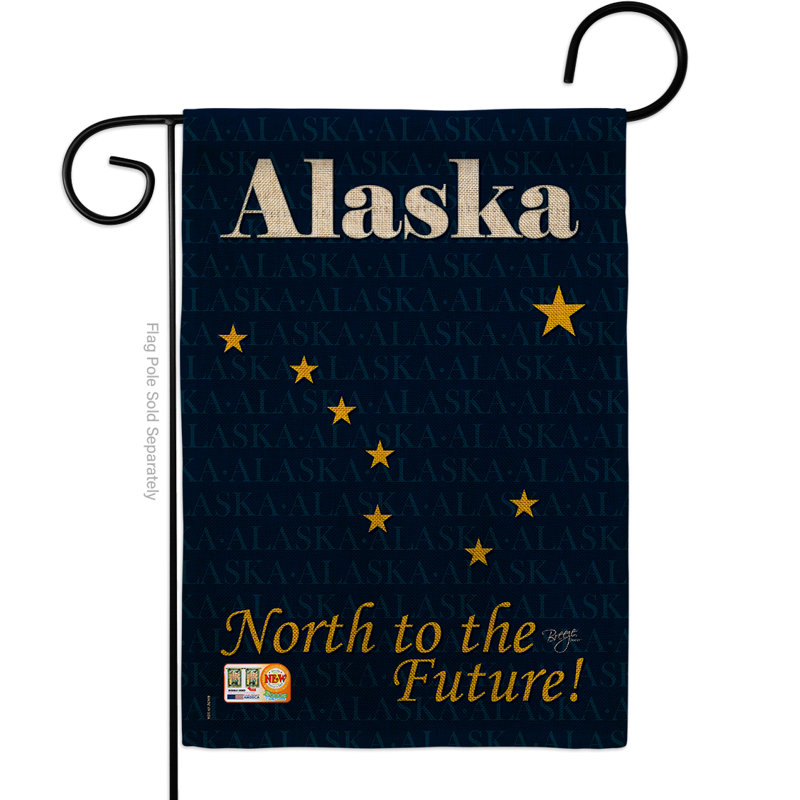 Drapeau de jardin à 2 côtés 5 pi 5 po x 1 pi. en toile jutes alaska americana statements