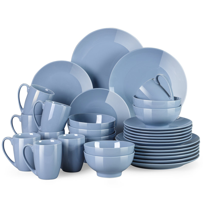 32 Piece Porcelain China Dinnerware Set, Service for 8, Mauve