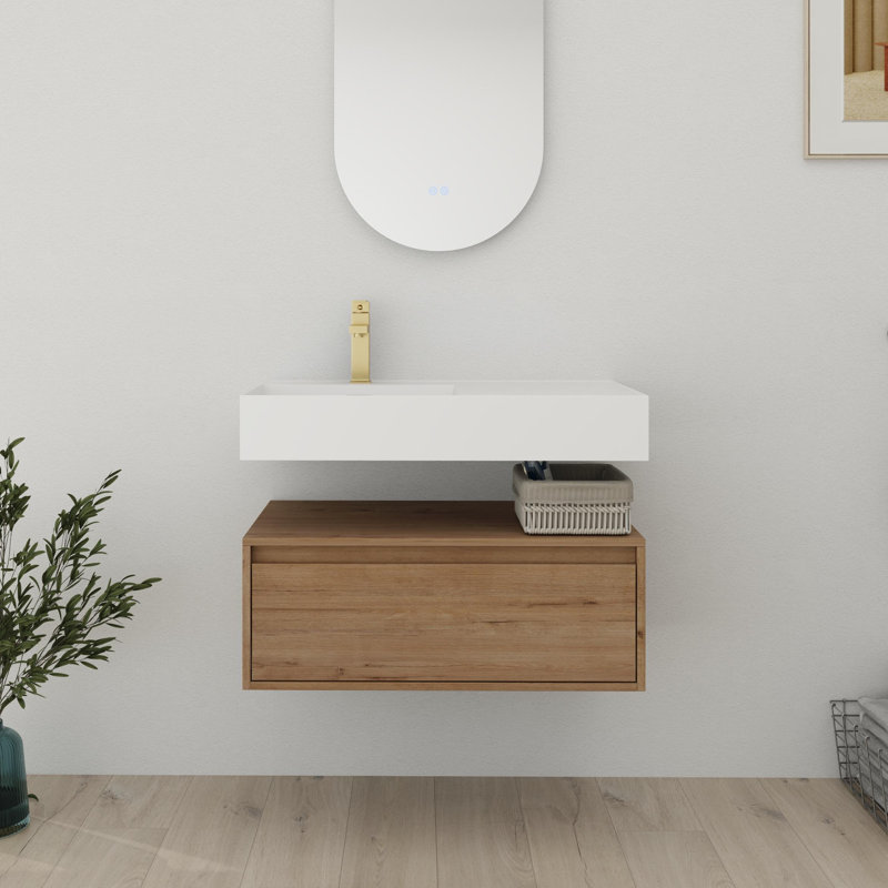 30'' Single Bathroom Vanity With Resin Top, Left
