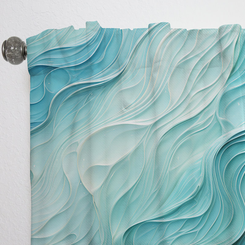 Turquoise bleu et blanc Serenity Swirl I - Rideau à spirales - Rideau abstrait obscurcissant - 1 panneau, L 52 po x L 120 po