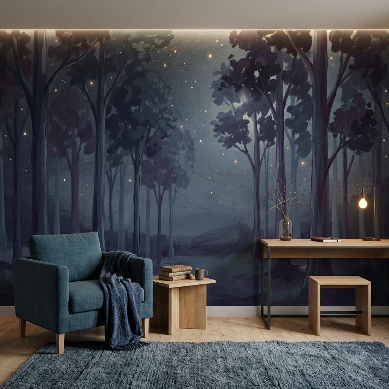 Adhésif mural Night Forest, Texturé non collé, 100 po x 96 po