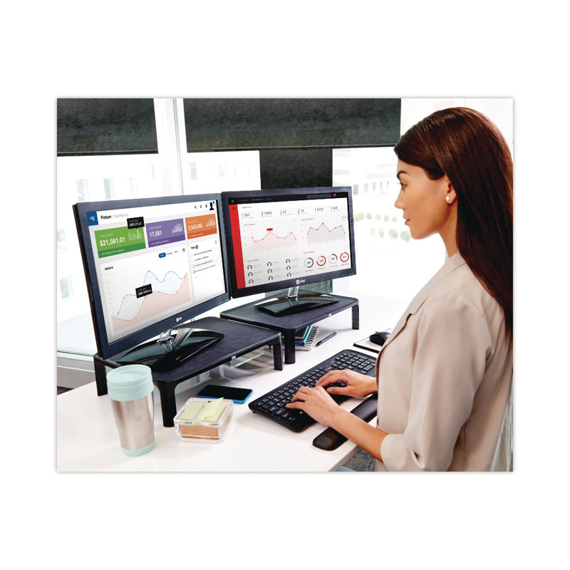 Adjustable Black Plastic Monitor Stand with Height Adjustment