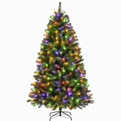6 ft. Pre-Lit Artificial Green Christmas Tree with 250 LED Lights, Remote Control & Hinged Branches