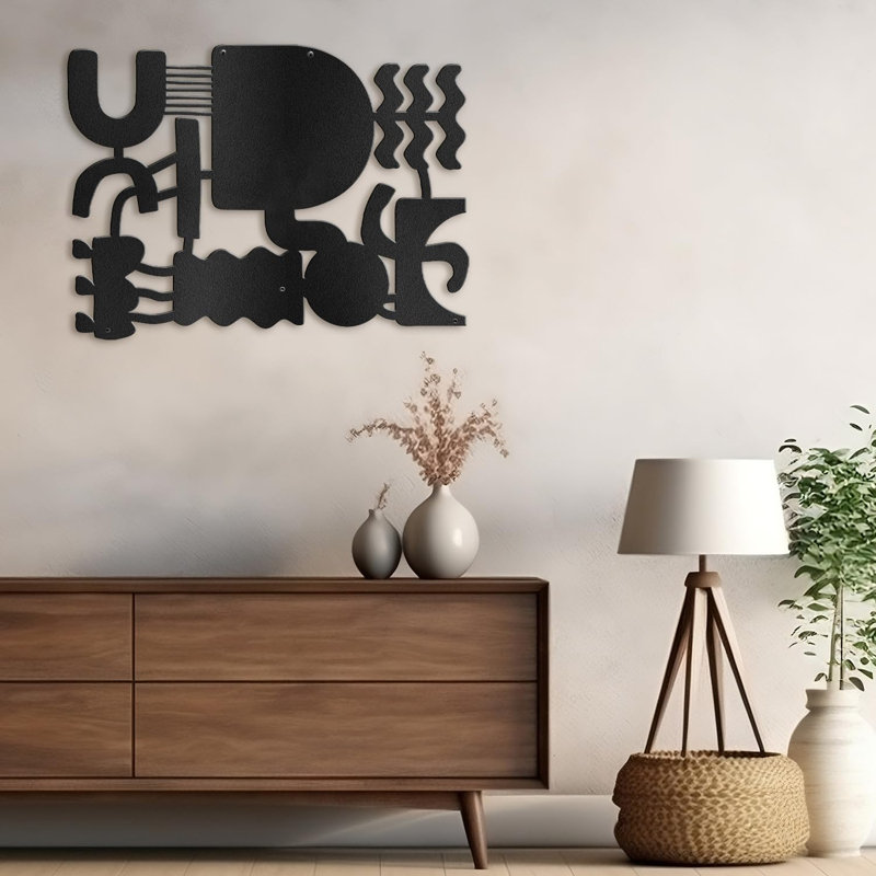 Décoration murale en métal, H 24 po x l 36 po x P 0,05 po, Noir