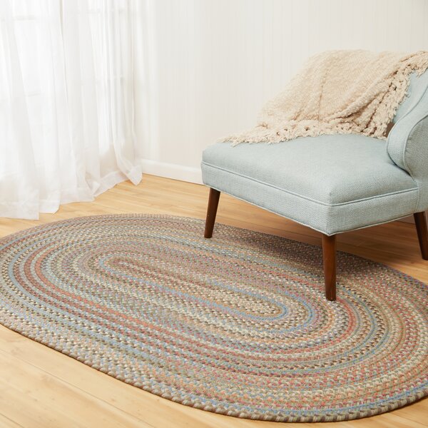 August Grove® Oval Oriel Hand Braided Wool Gray Area Rug