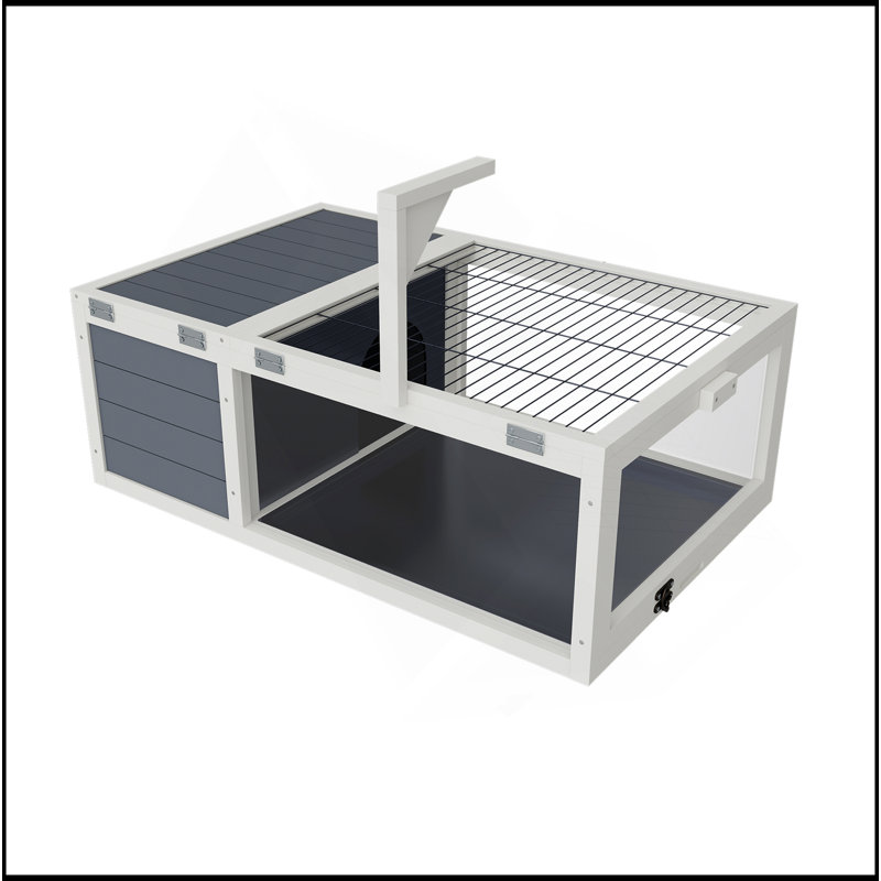 Cage de reptile de 39 po pour maison pour tortues de bois, geckos, avec support de lampe, plateau imperméable amovible, 3 fenêtres d'observation en acrylique