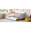 Lits gain d'espace avec rangement, lit gigogne simple en bois massif, blanc style campagnard-422413941