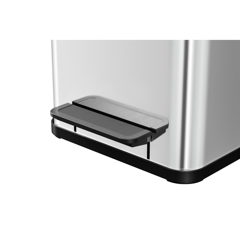 Step On Rubbish Bin, Black/Stainless Steel, 17 L.