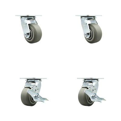 Thermoplastic Caster Set with Roller Bearing