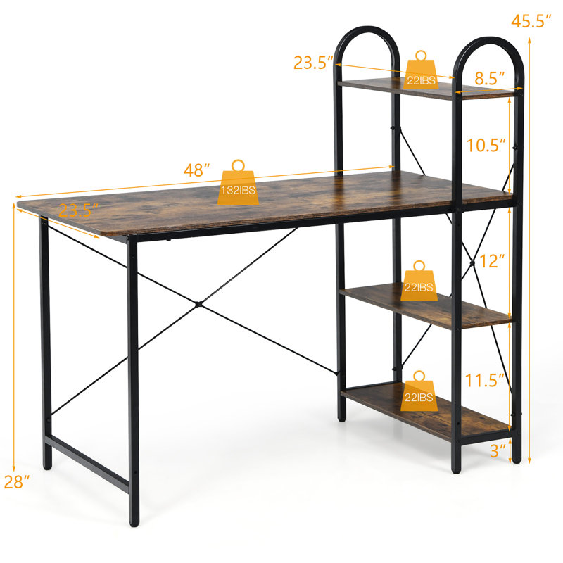 Jessaca Computer Desk, Walnut/Black