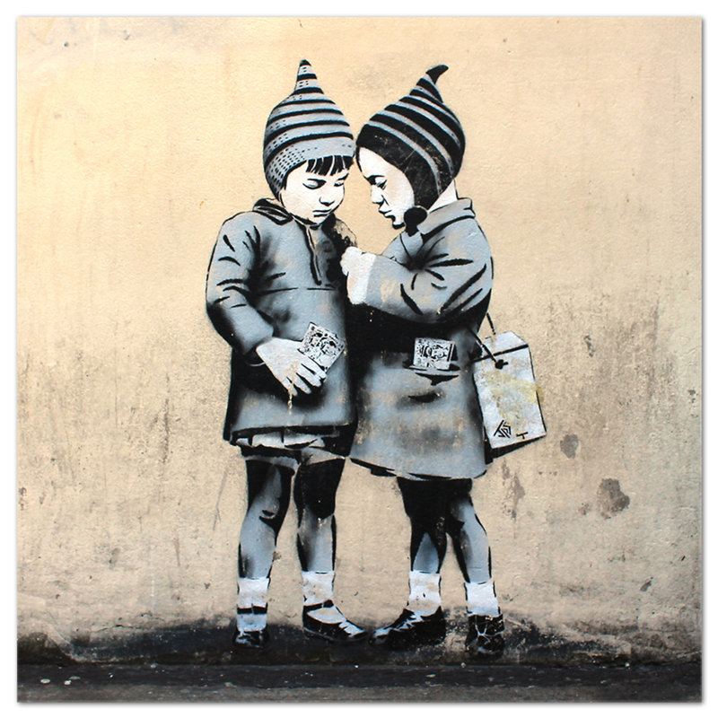 Children, London by Banksy - No Frame Painting on Plastic / Acrylic, 65cm H x 65cm W