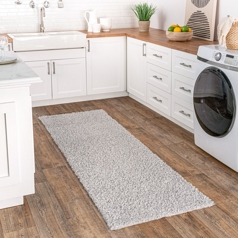Machine Washable Light Gray Area Rug, Runner 2' 6" x 8'