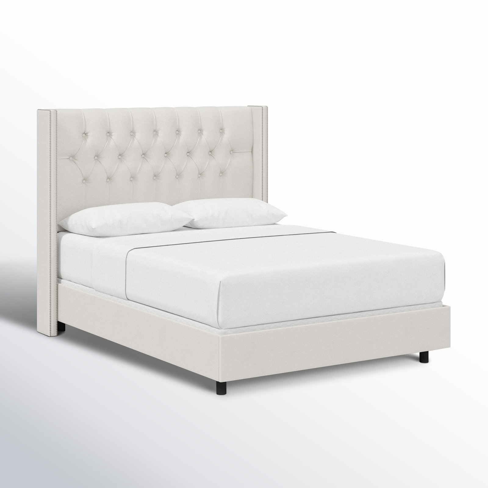 Breckin Upholstered Wingback Bed, Twin, Bella Light Gray Performance Velvet