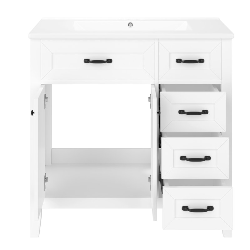 Meuble-lavabo 36 po avec lavabo, Blanc, Noir, noir, noir, noir