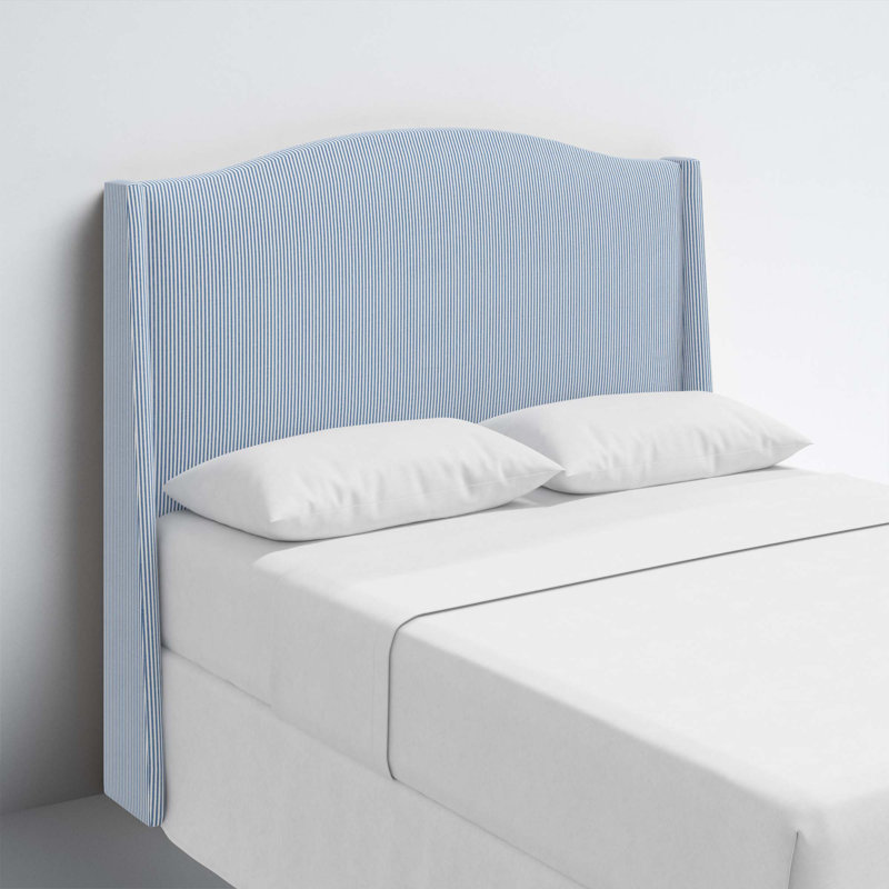 Vasiliy Upholstered Headboard, Full/Double, Cotton Striped Blue