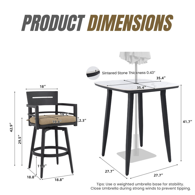 Ensemble de bar d'extérieur 5 pièces Modern