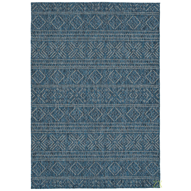 Tapis rectangulaire moderne, transitionnel, géométrique, sud-ouest, texturé