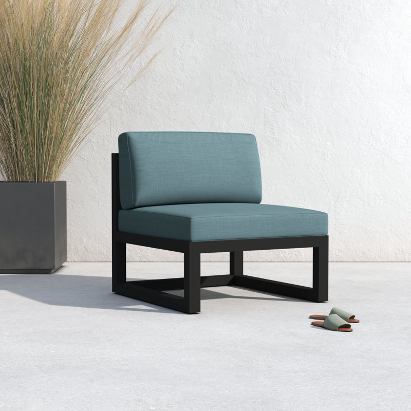 Smith Outdoor Lounge Chair with Sunbrella® Cushions, Canvas Flax Sunbrella® Canvas, Black