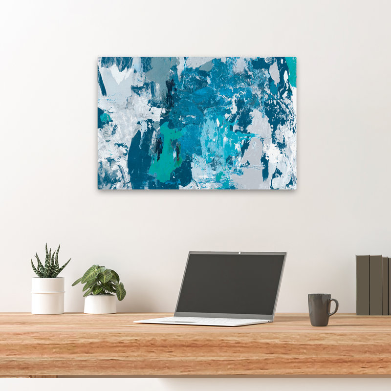 Paysage marin et art bleu contaminé bleu, H 16 po x l 24 po