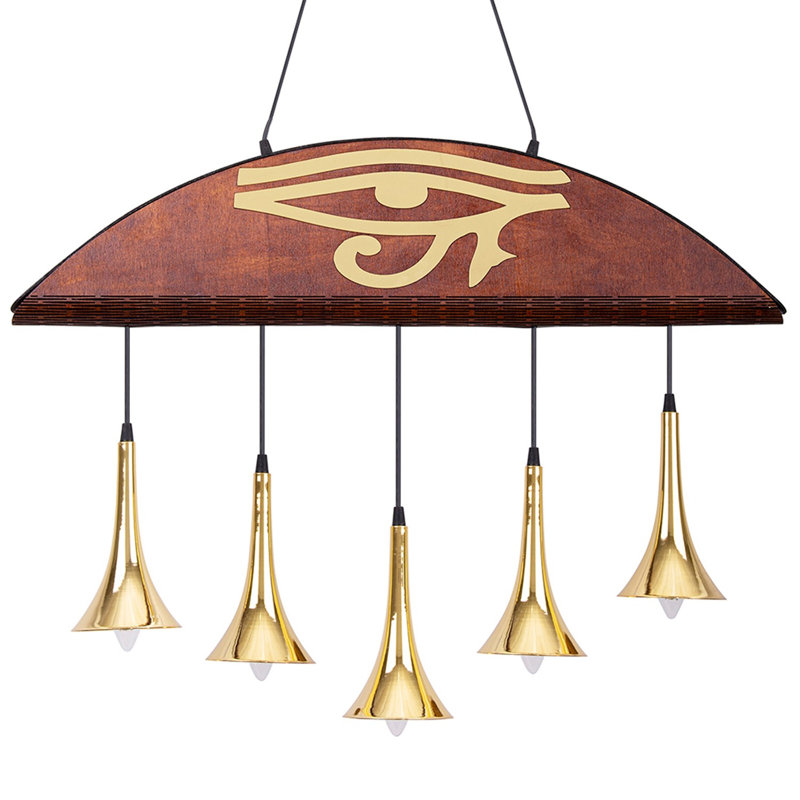 Luminaire suspendu pour îlot de cuisine à 3 lumières Bissett, Rouge brun / or, Doré