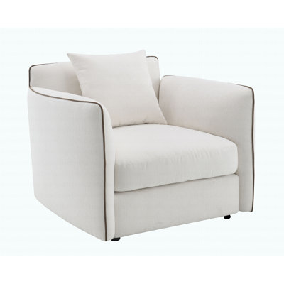 Modern Beige Chenille Chair W/Pillow