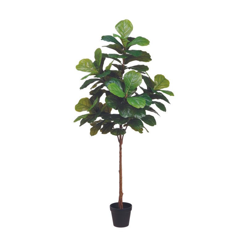 Daytona Faux Fiddle Leaf Fig Tree in Fiberstone Planter, White