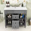 Meuble-lavabo de salle de bain avec lavabo, tablettes de rangement, tiroirs et portes-677733597